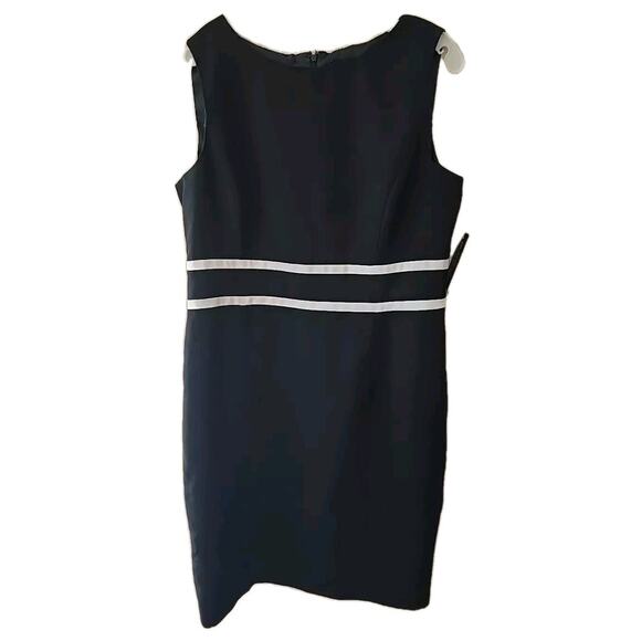 NWT Black Label by Evan-Picone Contrast-Trim Sleeveless Dress Womans Size 14 - Picture 1 of 5